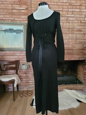 Adolfo Santana Knit Black Maxi Dress Sz S